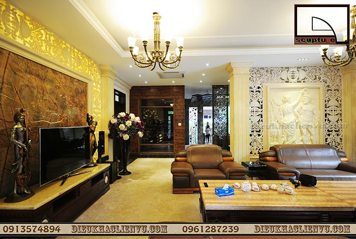 Tiểu cảnh kết hợp với phù điêu châu Âu